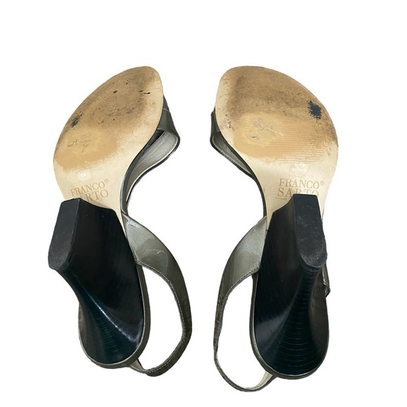 EUC Franco Sarto Slingback Heeled Sandals Green Patent Leather Size 8 - Picture 6 of 8